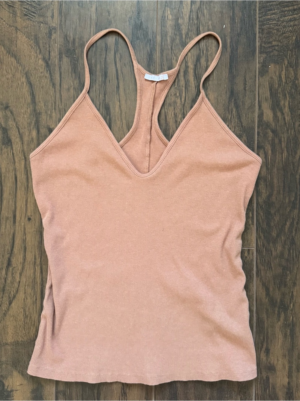 Savage Size Large Blush Pink Ribbed Racerback Tank Top